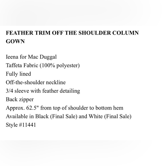 NWT IEENA/MAC DUGGAL SZ 8 White Off The Shoulder with Ostrich Feathers #11441 - Picture 9 of 11